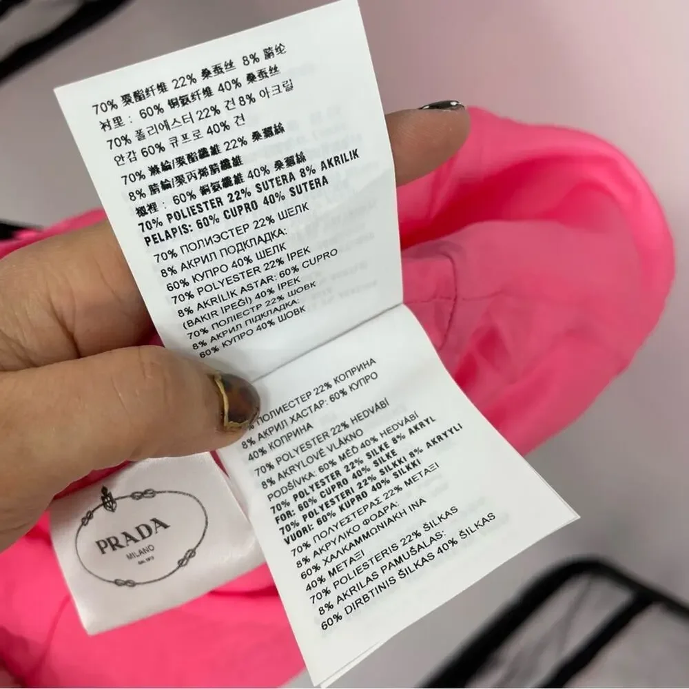 PRADA V-Neck Sleeveless A-Line Textured Dress in Neon Pink - Picture 7 of 7